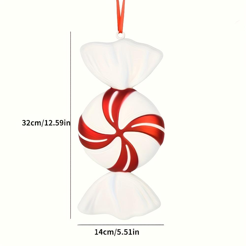 

12,6 дюйма/32 см Рождественское украшение в виде леденца из пластика, праздничный декор с красно-белыми полосками, золотыми лентами, сосновыми шишками для помещения/улицы, для дерева, дома, сада Windmill White Border Candy