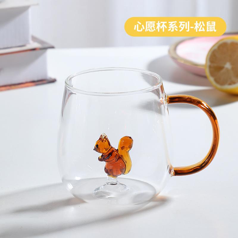 400 ml 3D-Wasserglas, Cartoon-Tierform, Glastasse, Kaffeetasse, kreatives Design, Modellierung, süßes Trinkglas, Wasserbecher, Geschenk für Liebhaber