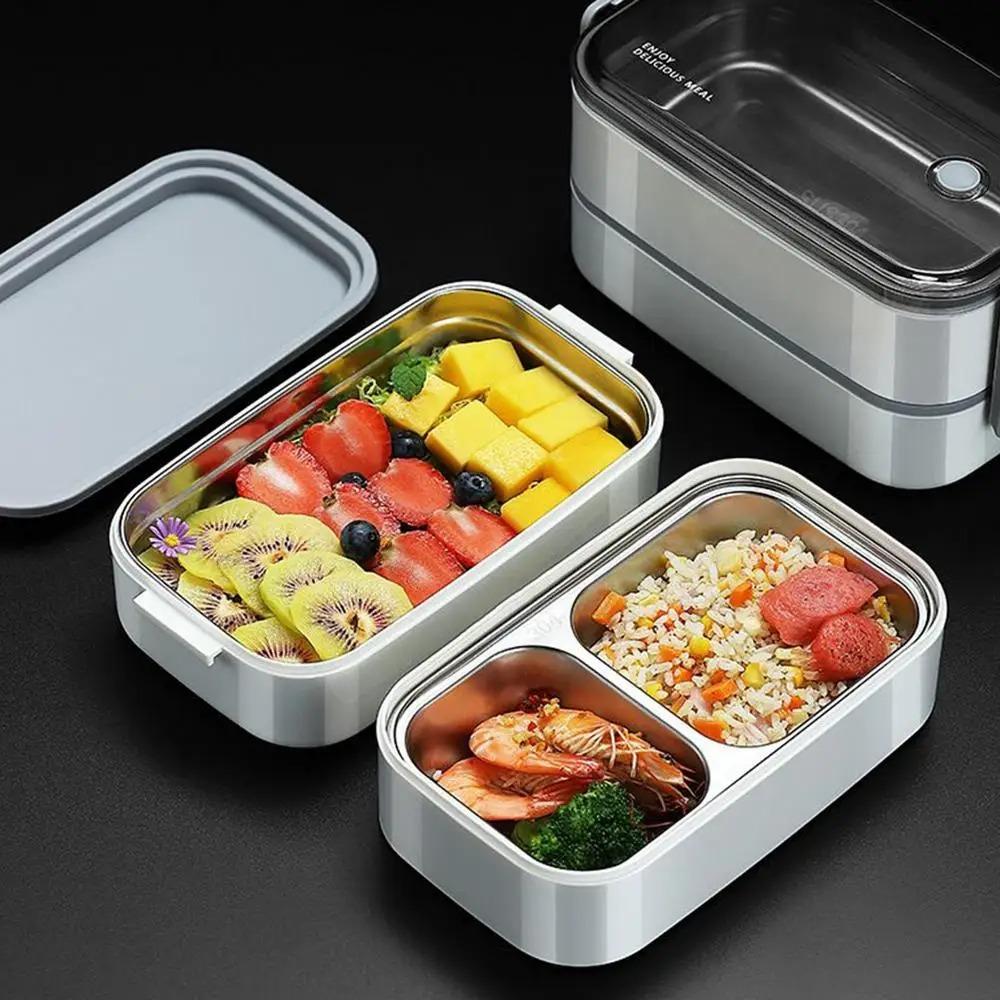 Compartments Food Container Microwavable Food Storage Box Portable 2 Layer Lunch Box  Worker