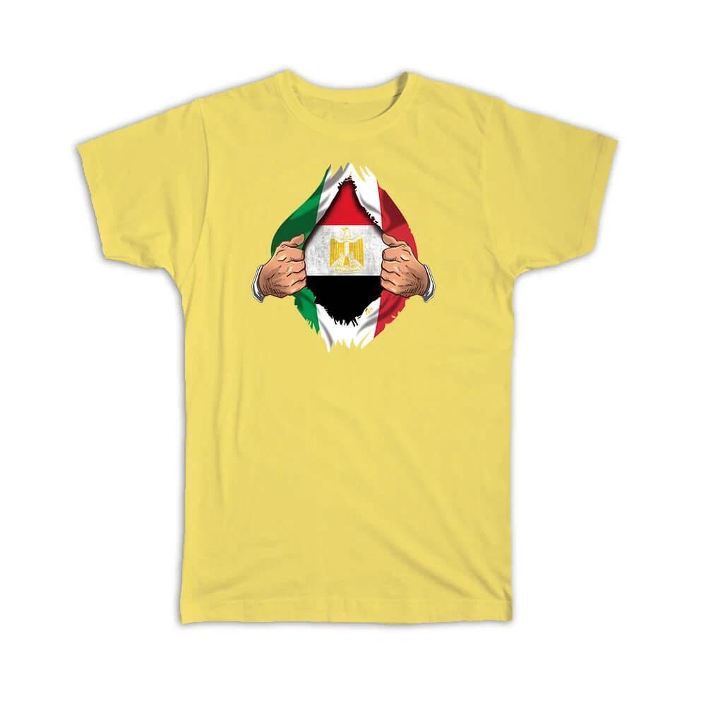 Gift T-Shirt : Egypt Italian Flag Chest Egyptian S