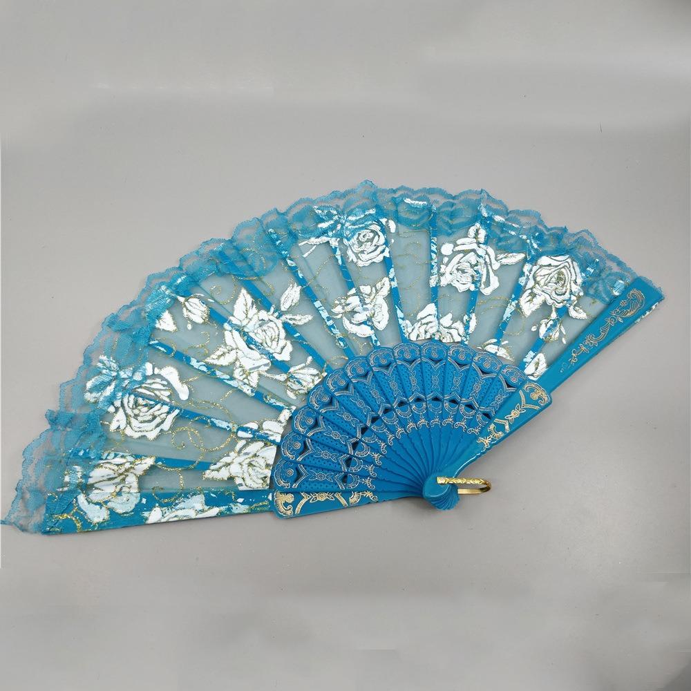 Handheld Ladies Lace Hand Fan Plastic Handle Spanish Fan Ornaments Dance Fan Gift