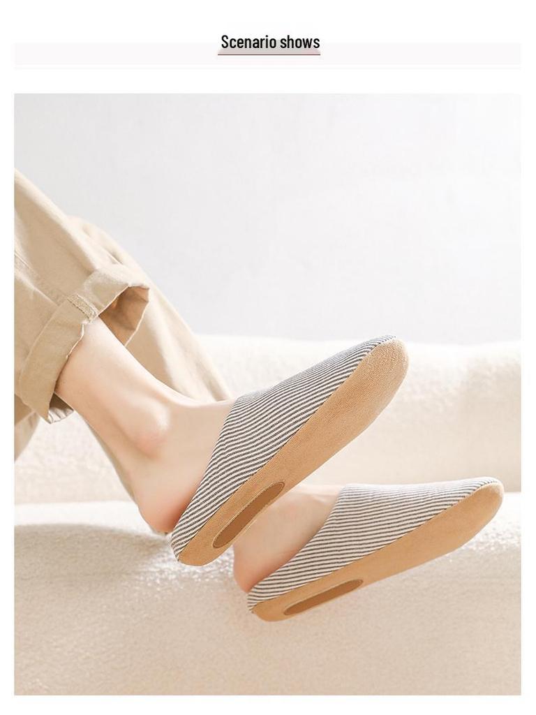 U-Tone Japanische Geräuschlose Baumwollpantoffeln mit Weicher Sohle für Damen und Herren