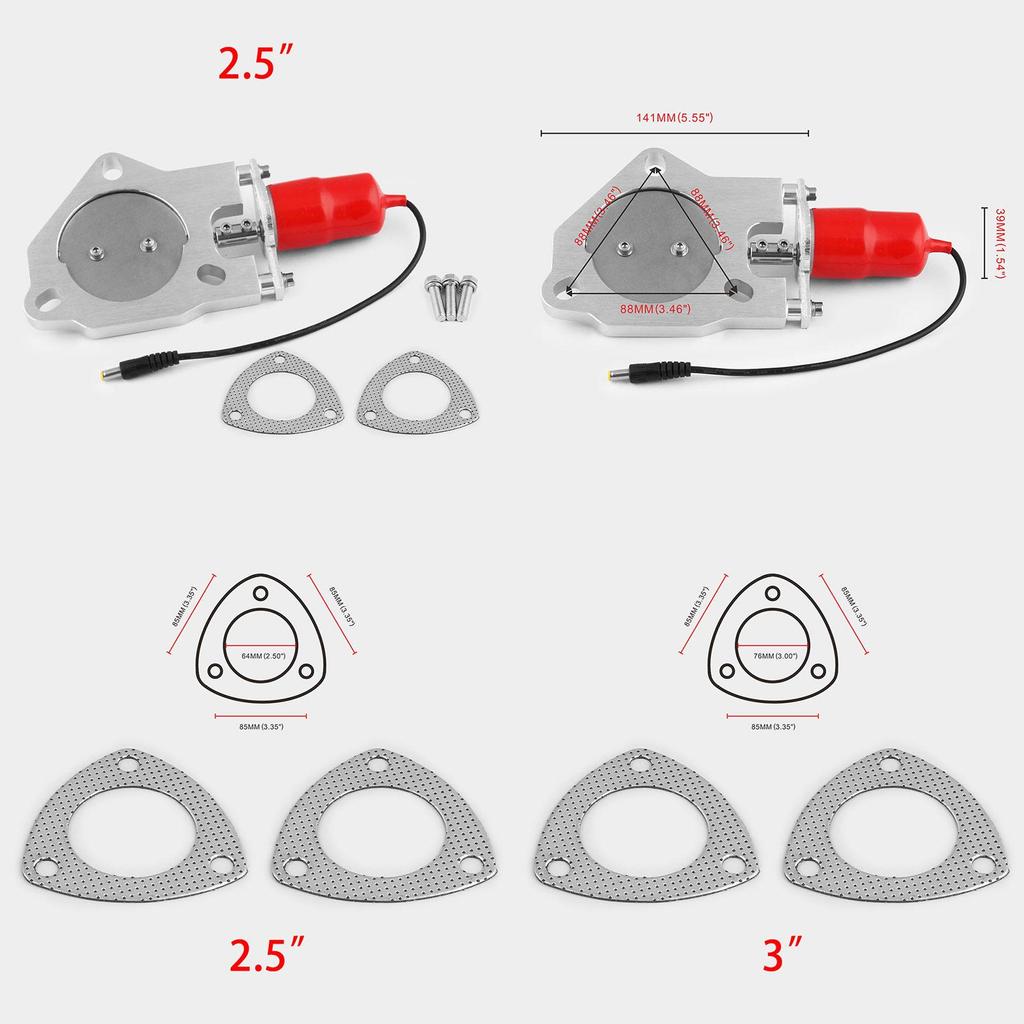 Premium Qualität 2,5"/3" Elektrische Auspuffklappe mit Fernbedienung Ventilmotor für Universelle Passform