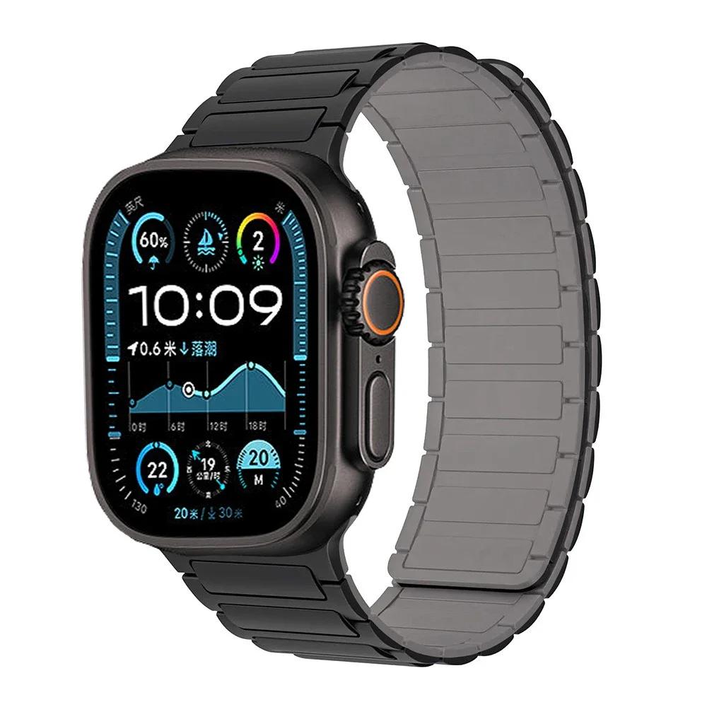 Silicone Strap for Apple Watch Band 49mm 46mm 42mm 45mm 44mm 41 40mm Bracelet iWatch Series 11 10 9 8 7 6 5 4 SE Ultra 3 2 49MM