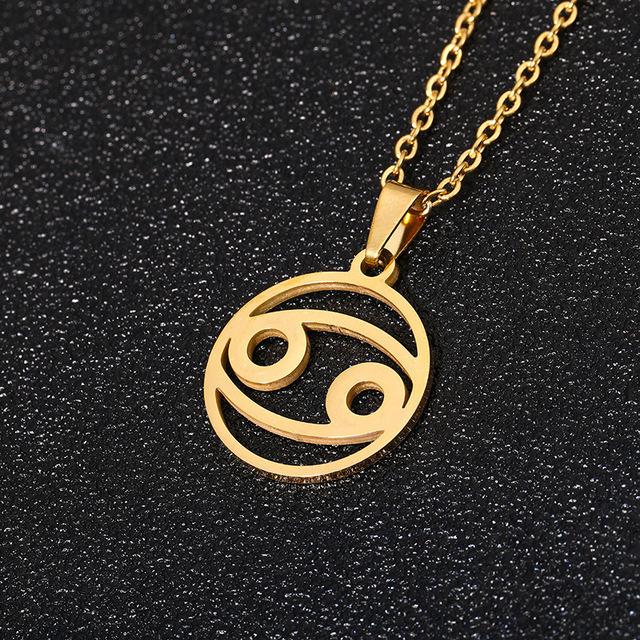 European and American Titanium Steel Simple 12 Constellation Necklace High-end Hollow Pendant Ins Male and Female Constellation Symbols