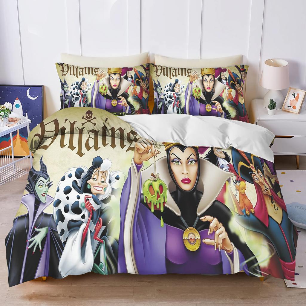 Disney Villains Maleficent Ursula Evil Queen Bedding Set Duvet Cover Comforter Sets Double Comforte 100% Polyester 3-Piece Set