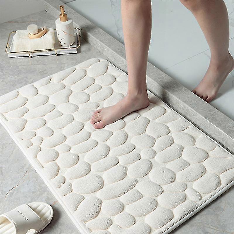 Cobblestone Embossed Bathroom Bath Mat Coral Fleece Non-slip Carpet In Bathtub Floor Rug Shower Roo