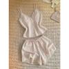 Simple lace lace with chest pad short-sleeved pajamas women's summer comfortable and skin-friendly shorts loungewear set can go out