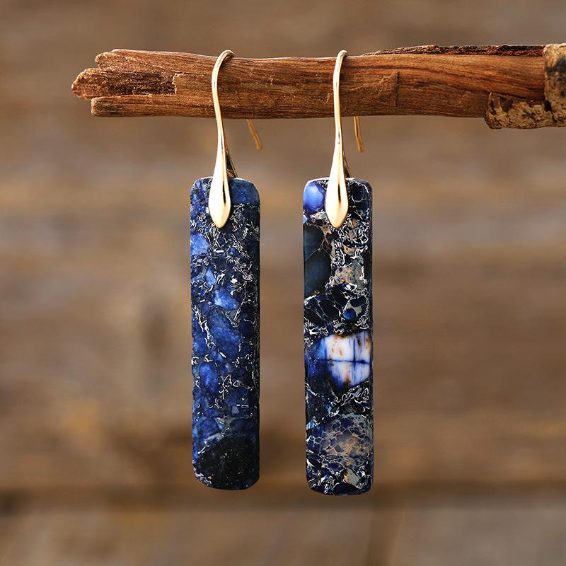Luxury New High Quality Bohemian Natural Stone Geometric Earrings Earrings Light Luxury Xiyin, Popular Jewelry