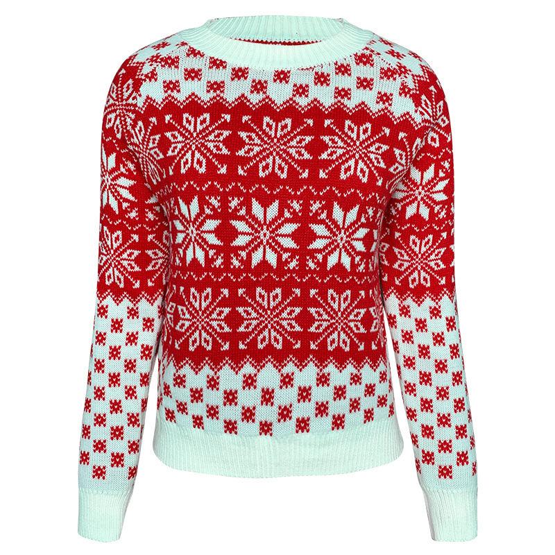 Autumn Winter Women's Christmas Style Snowflake Long Sleeve Base Layer Knit Sweater Luxurious Relaxed-fit Slimming and Versatile Top