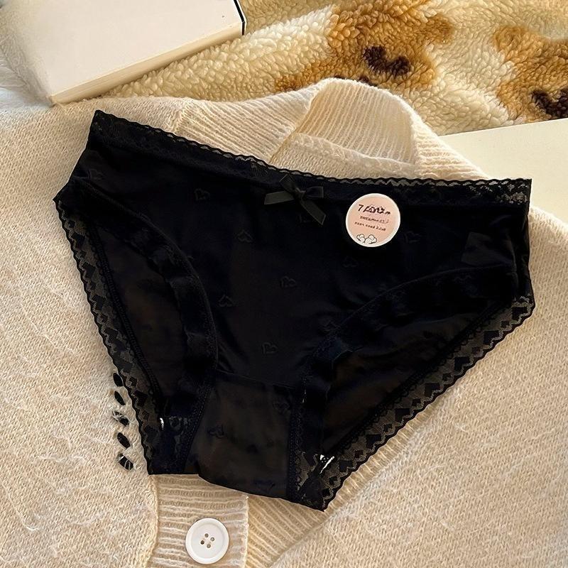 Ladies Summer Ultra Thin Sweet Lovely Lace Cotton Crotch Triangle Briefs