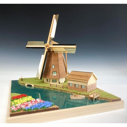 Woody Joe European Streets Series: Kinderdijk, Netherlands Wooden Model Assembly Kit (Diorama)