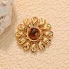 European & American Stainless Steel Natural Stone Sunflower Earrings - Non-fading DIY Pendant Charm Accessories