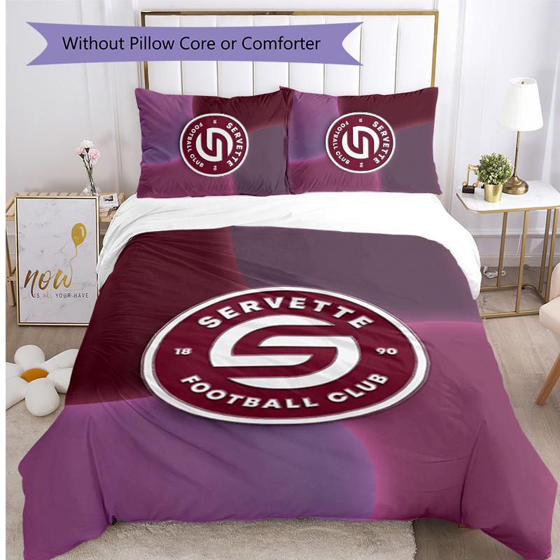Set Biancheria da Letto 3 Pezzi Stampato Servette FC Traspirante Copripiumino con Federe Biancheria da Letto Decorativa per Camera da Letto Casa