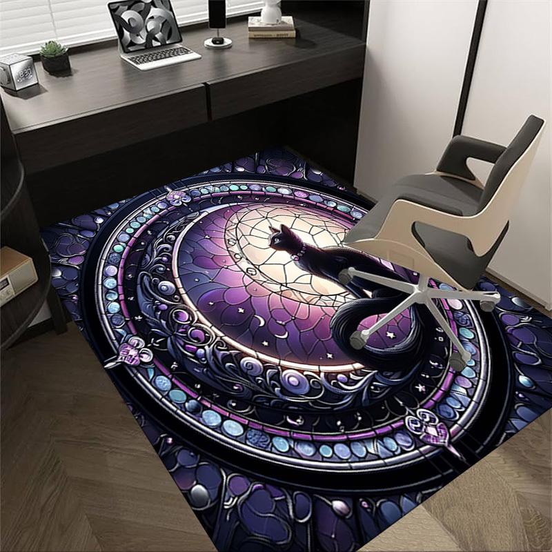 1PC Stained Glass Cat Extra Large Non Slip Floor carpet, Office, family, Studio Large Area Rug Indoor Rugs, Bold Statement Piece