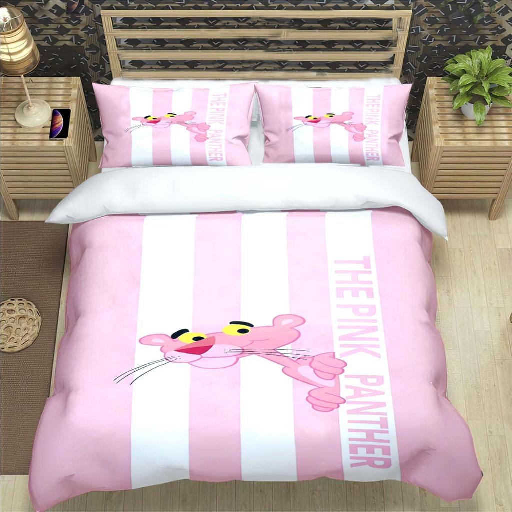 Comforter Crayon Pinkpanther Print Bedding Sets Bed Supplies Set Comforter Set Teens Girls Cartoon Twin Single Kid Gift