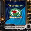 TapestryBlackburn Rovers Football Custom Name Text Personalized Wall Hanging Tapestry Home Wall Decor