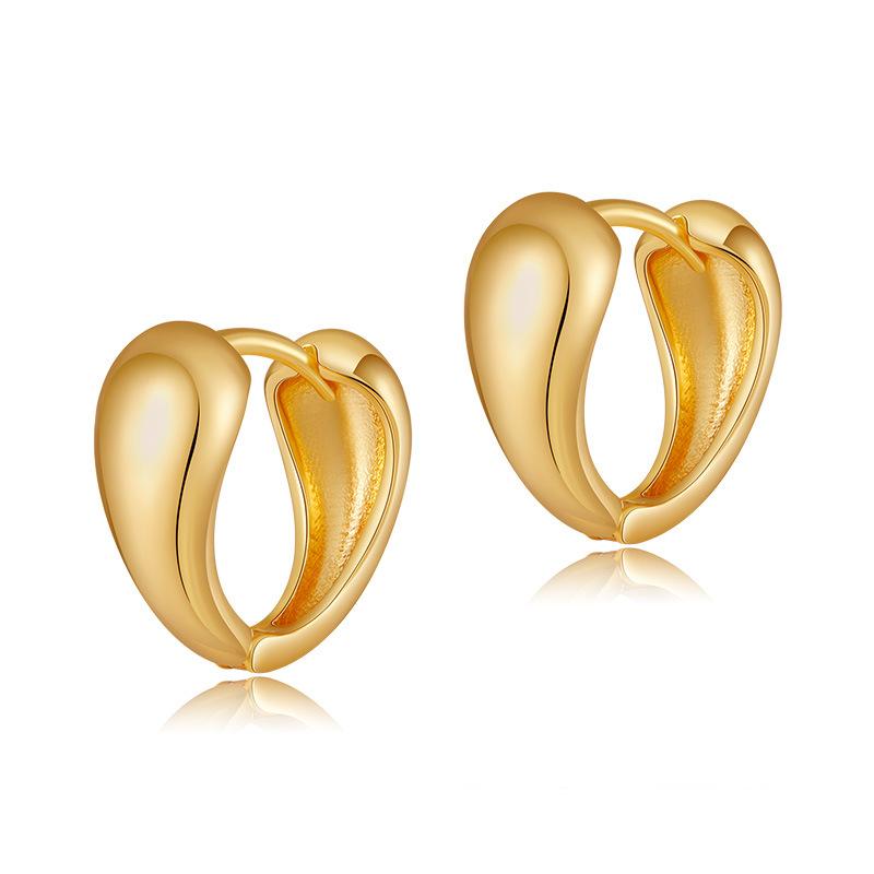 Simple Plain Ear Clips Brass Plated 18k Gold Ins Style Fashionable Classic Earrings