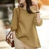 ZANZEA Women Casual Round Neck 3/4 Sleeve Loose Irregular Blouse
