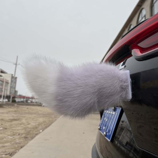 Faux Fur Electric Wagging Tail for Car, Remote Control Moving Tail Decoration, Rechargeable Detachable Auto Accessory for Anime Cosplay