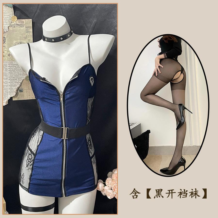 Sex Lingerie Royal Sister Zipper Open Placket Instructor Suit Adult Sex Sexy Uniform Seduction Uniform Suit