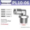 Zhuo Ji 304 Stainless Steel Pneumatic Quick Connect Fittings - PL8-02/4-M5/6-01/10-03 Thread