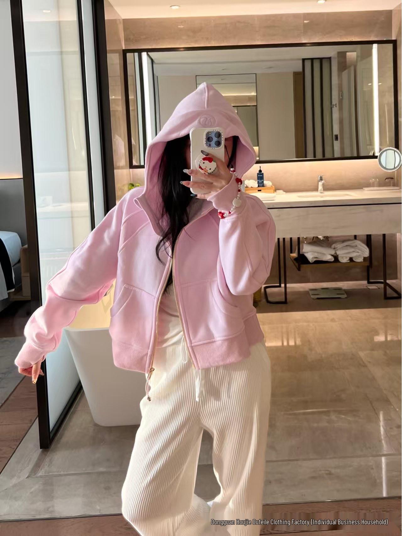 

Lulu Style Shadow Blue Gold Label Scuba Full Zip Fleece Short Hoodie Small (100-120 jin)