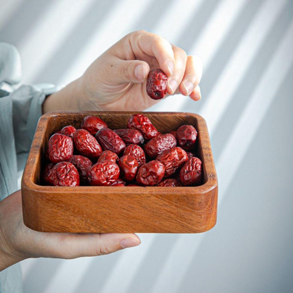 Multi-functional Japanese Style Wooden Fruit Tray Natural Round/Square Snack Tray Durable Dried Fruits Plates Afternoon Tea