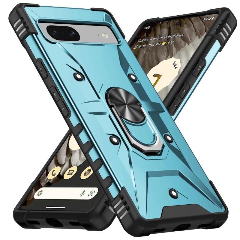 

Жесткий, сильный магнитный чехол с кольцом на палец для Google Pixel 8A Pixel 6A 7 Pro 8, противоударный чехол для аксессуаров для мобильных телефонов Pixel 6A Redmi Note 11 11S светло-синий