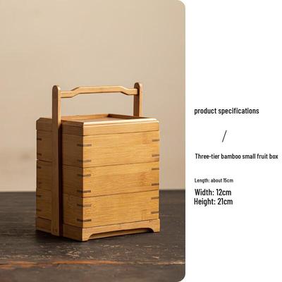 Chinese Style Portable Multi-Layer Wood & Bamboo Fruit & Snack Box