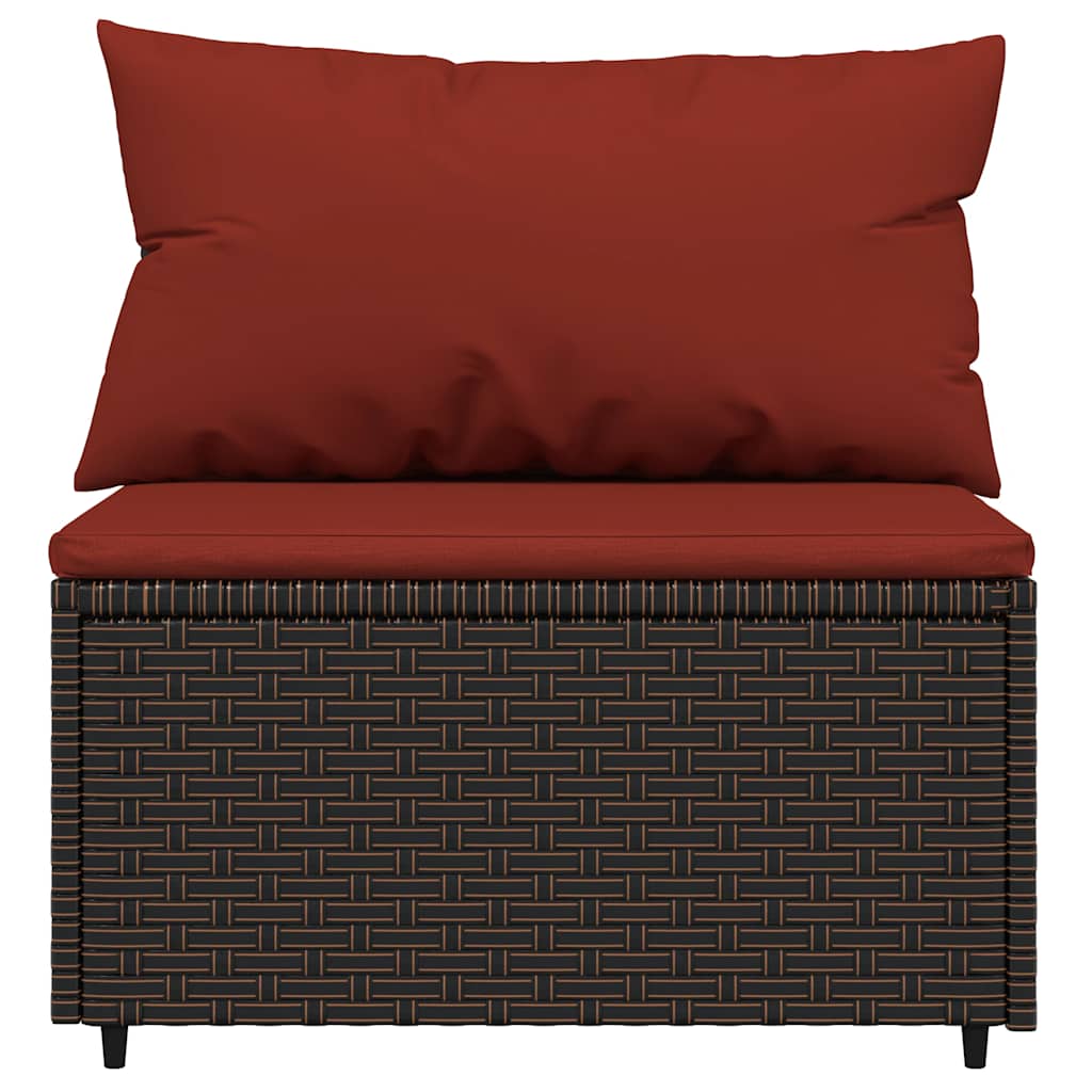 3 piece Garden Lounge Set with Cushions Brown Poly Rattan