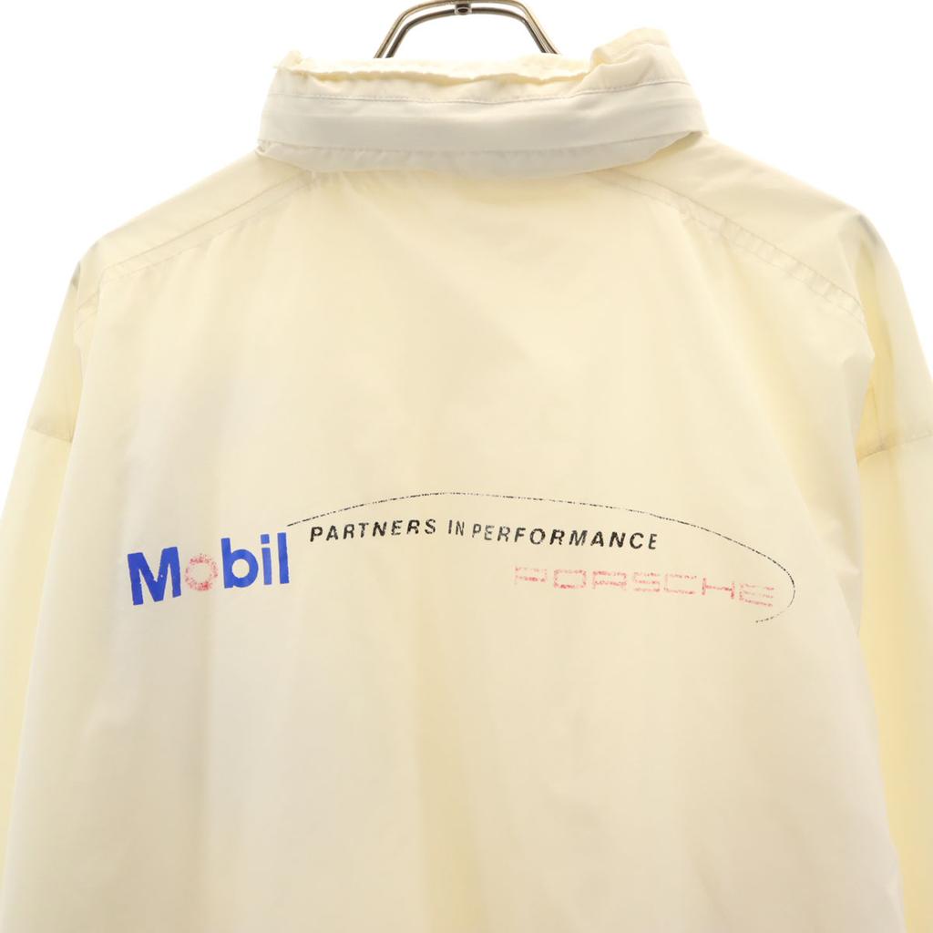 Mobil-F1 90s Old Company Jacket L white Hooded Men's Used