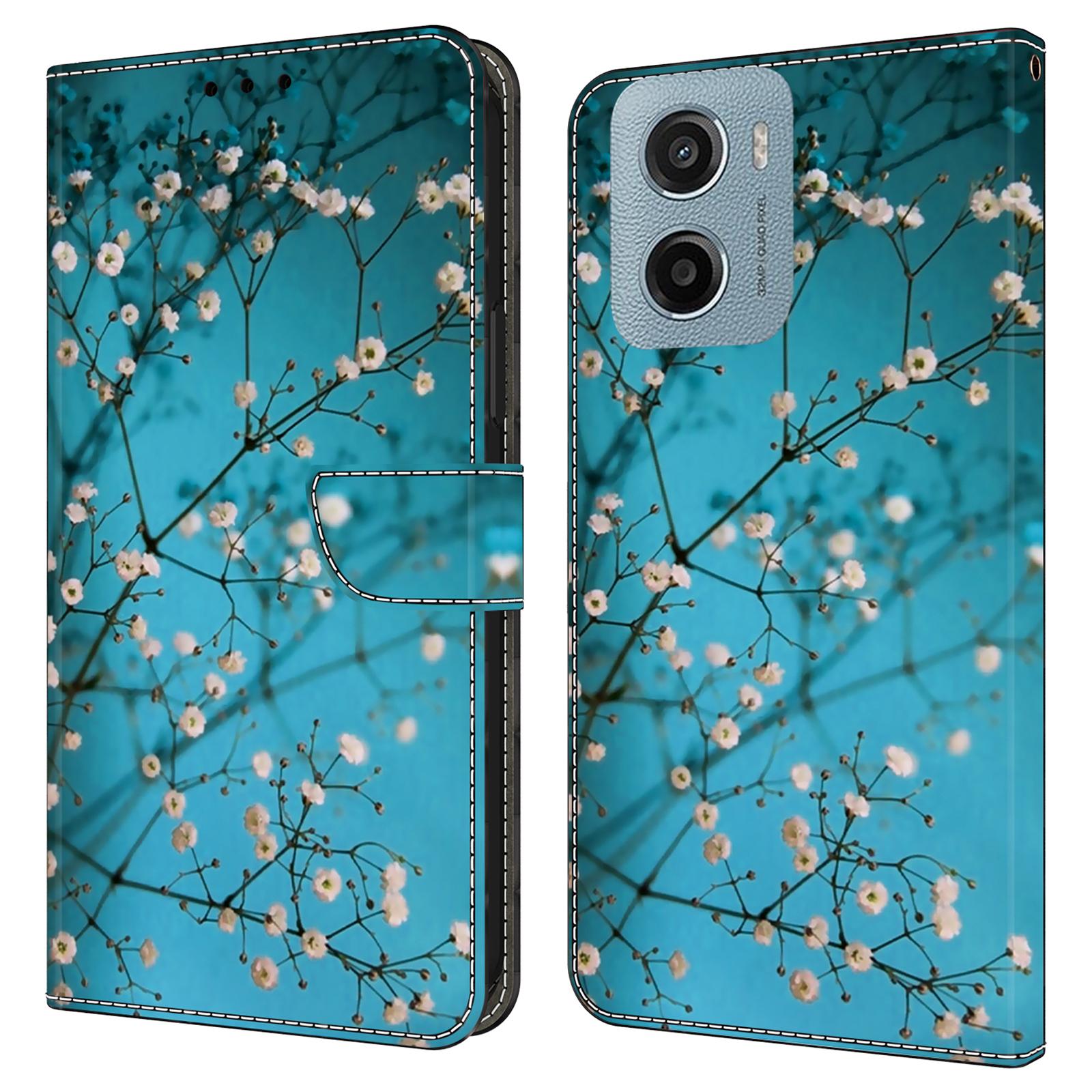 

Для Motorola Moto E15 4G Чохол з візерунком та слотом для картки, друкований TPU+ПУ шкіра, відкидна кришка для телефону Flower Branch