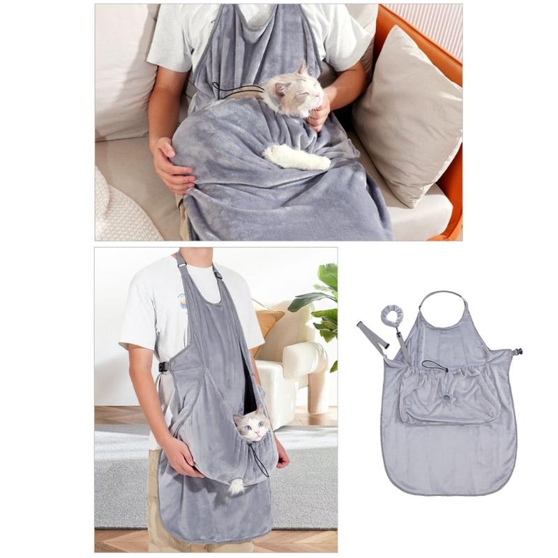 Hands Frees Cats Holder Hair Resistant Apron with Adjustable Strap Comfortable Breathable Carrying Bag for Pet