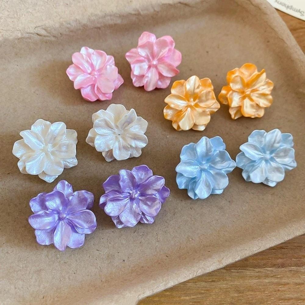 5 Pairs Acrylic Acrylic Flower Stud Earrings Pearl Korean Style Earrings  Holiday