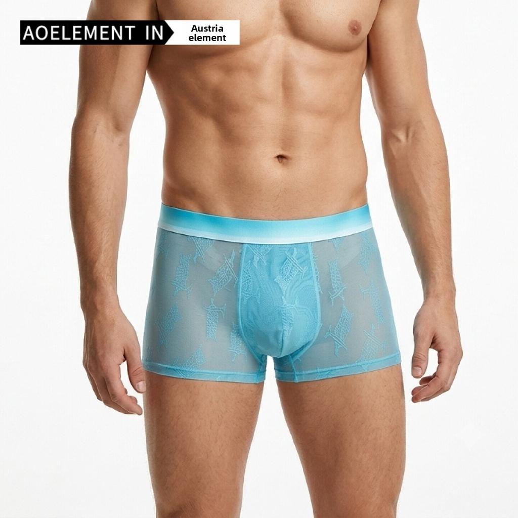 Plus-size Men's Summer Thin Ice Silk Antibacterial Breathable Flat Angle Briefs