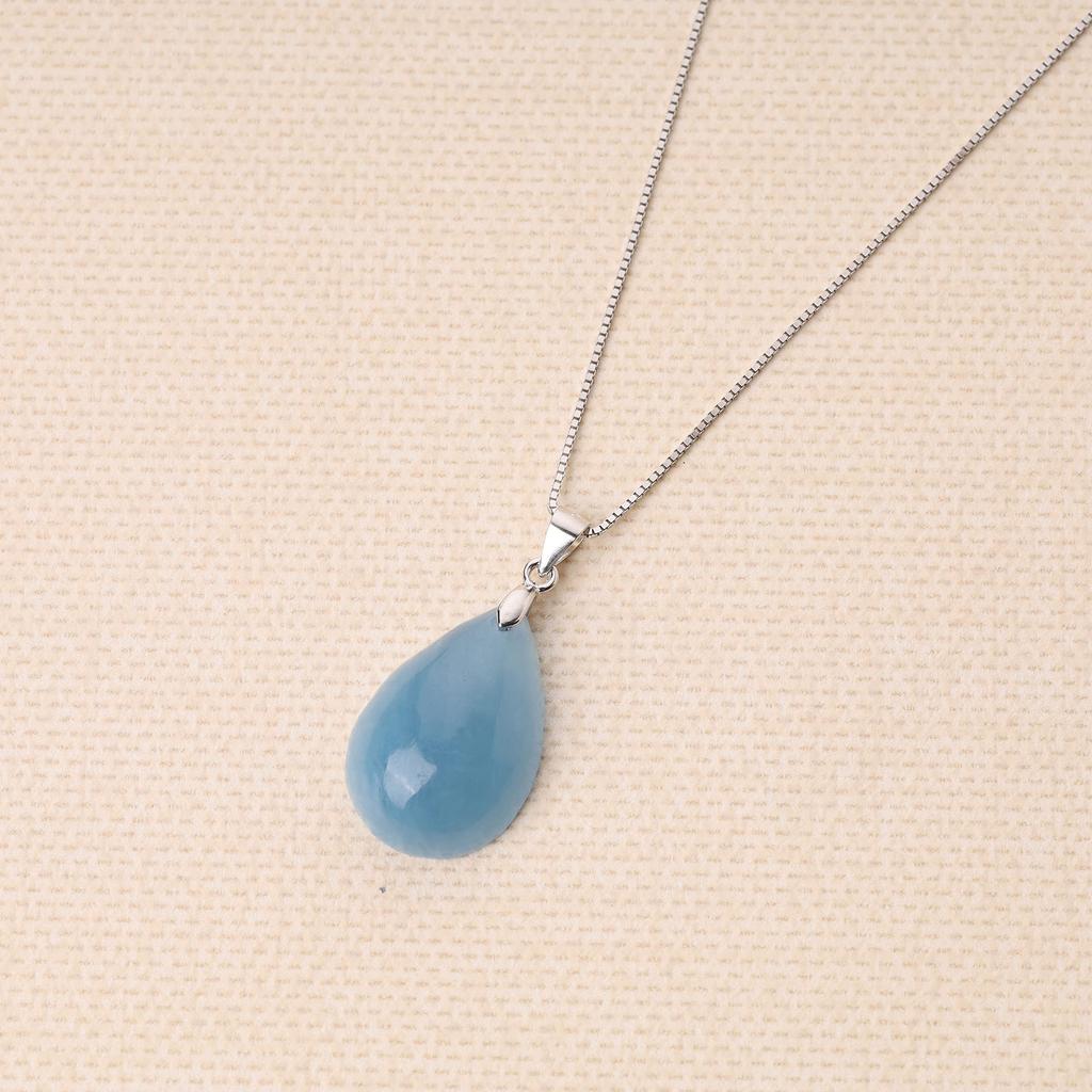 Teardrop Aquamarine Birthstone Amulet Necklace for Women [COAI]