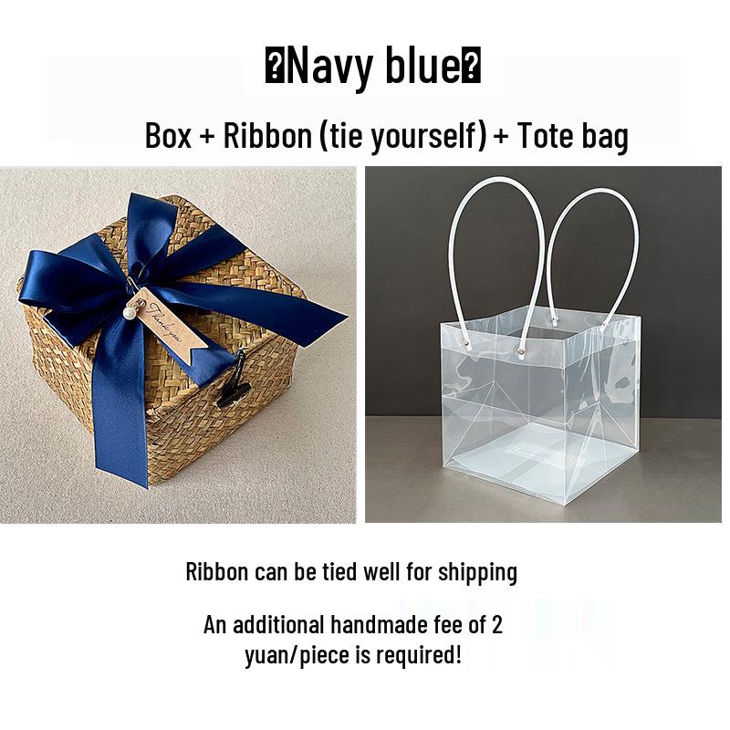 Square Handwoven Bamboo Gift Basket with Lid - High-end Candy Box and Wedding Favor