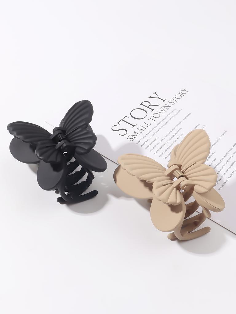 Matte Double 7cm Butterfly Hairpin Grip Clip Temperament Shark Hair Hairpin Hairpin Headgear
