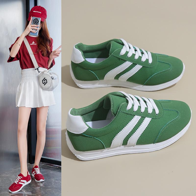 Spring/Summer 2025 Women's Forrest Gump Canvas Shoes - Green, Low-Top, Round Toe, Plus Size Available
