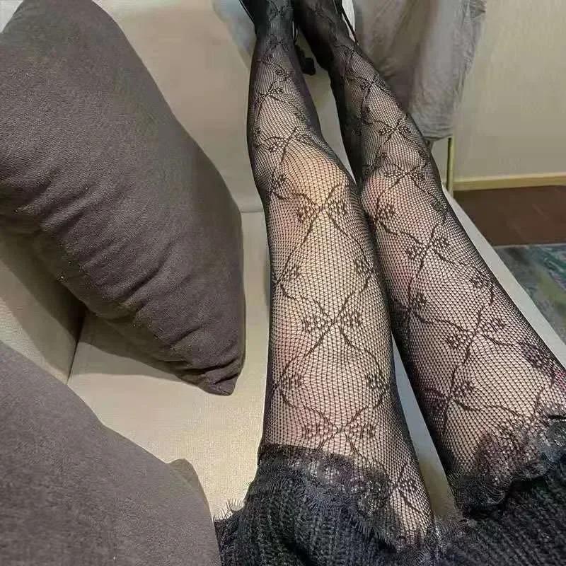 

New Bow Mesh Embroidery Tights Bottom Pantyhose Women Sexy Bowknot Fishnet Nylon Stockings Fashion Punk Style Hollow Out Hosiery one size чорний