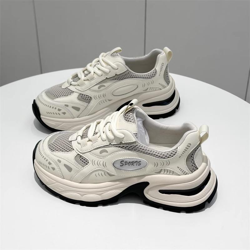 

Versatile casual sports shoes women s autumn new little white shoes platform silver gray dad shoes women 40