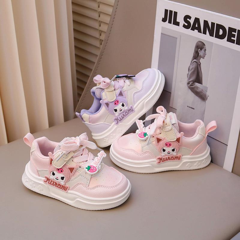 Girls cartoon sneakers 2025 spring new children's shoes little white shoes pendant board shoes girls low-top casual shoes