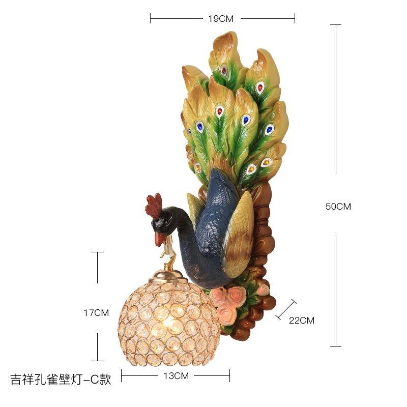 American Creative Peacock Wall Lamp Living Room Bedroom Bedhead European Decorative Corridor Lamp