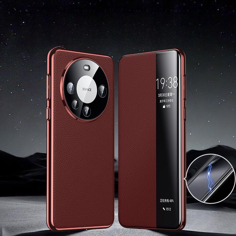 Suitable for Huawei Mate60pro Mobile Phone Case Magnetically Absorbed Smart Window M60 Full-inclusive Anti-fall High-end Business Leather Case