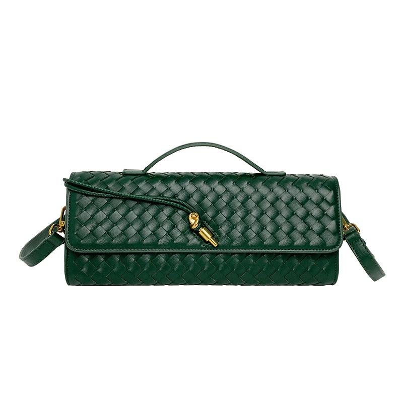 

Single Shoulder Bag, Women s New Handmade Woven Bag, Crossbody Fashion, Large Capacity Baguette Bag, Exquisite Banquet Women s Handbag темно-зеленого