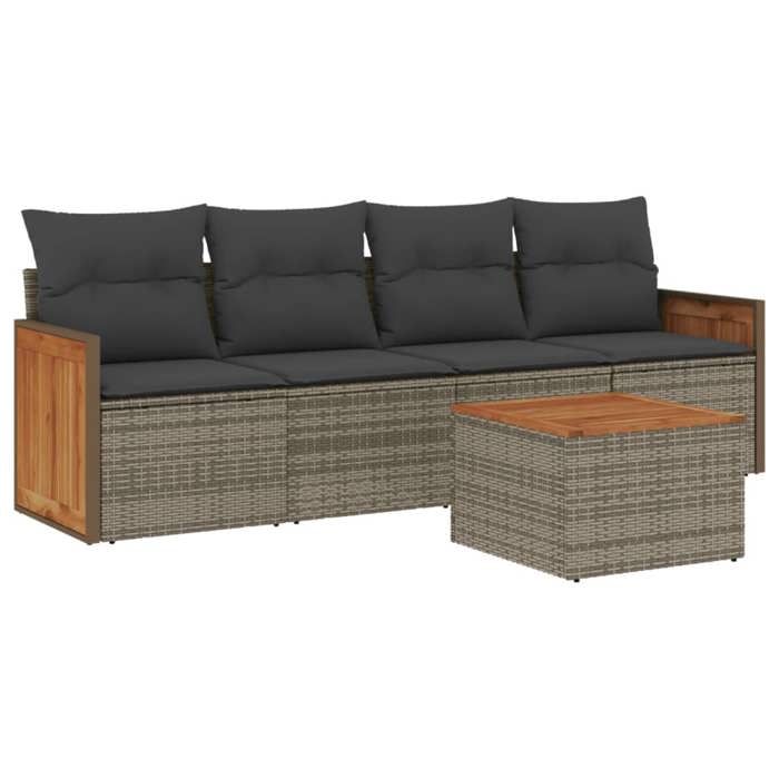 VidaXL Garden Lounge Set with Cushions 5 Pcs, Patio Sofas, Patio Furniture Set, Outdoor Furniture, Grey 3227460