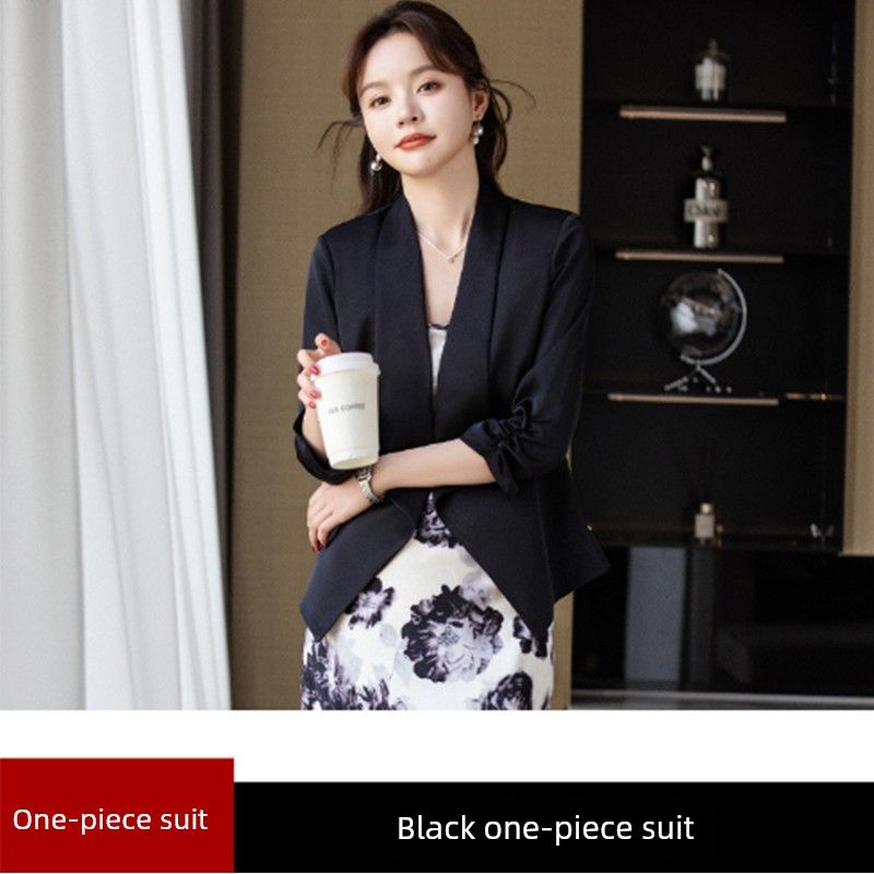 

Satin Spring and Summer Fancy Cardigan Outwear Acetic Acid Black suit 3XL