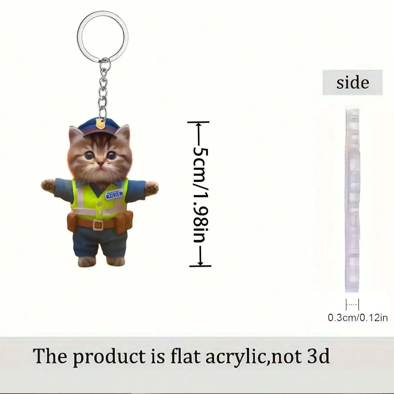 

1pcs Sheriff Cat AcrylicKeychain/Pendant Easy to use for car rearview mirrors backpacks, home decor round buckle easy to install