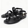 Roman Style Black Narrow Band Gladiator Sandals Women Sexy Clip Toe Flat Sandals Summer Vacation Beach Sandals Zapatos De Mujer